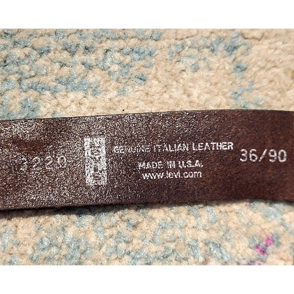 Vintage Y2k Levis Brass Buckle Distressed Italian Leather Brown Boho Western M - Picture 5 of 9